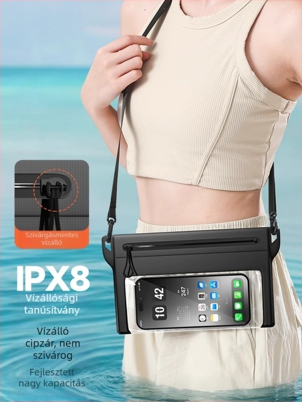 Telefonos vízálló crossbody táska érintőképernyővel, nagy kapacitású PVC kültéri vízálló táska merüléshez és strandoláshoz