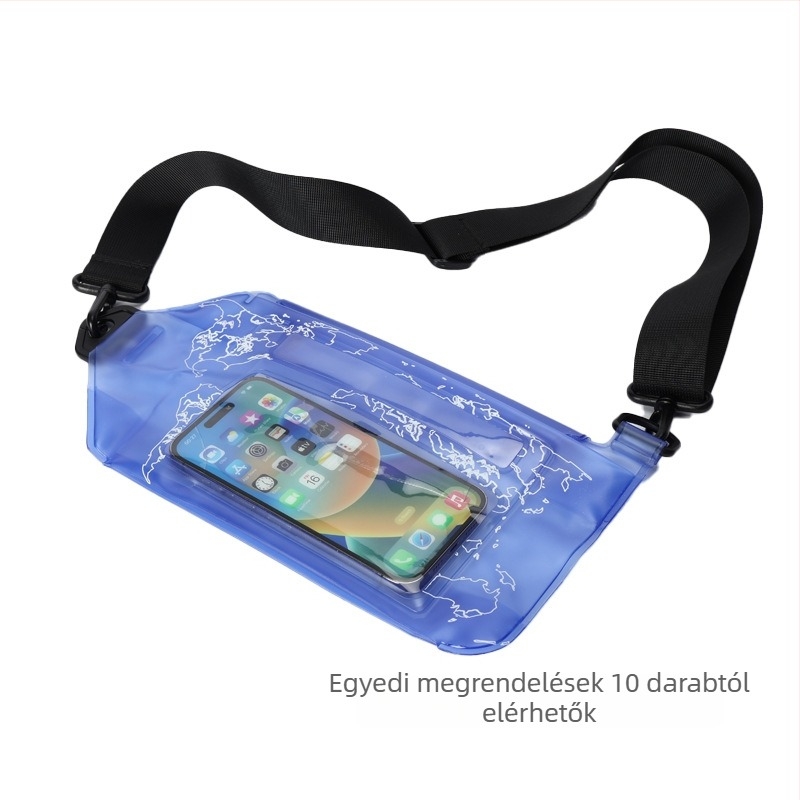 TPU alapú vízálló telefon-táska, keresztpánttal — modern stílus, csíkos minta, ideális strandra, úszásra, kültéri kempingezéshez; telefon- és fejhallgató-tároló.