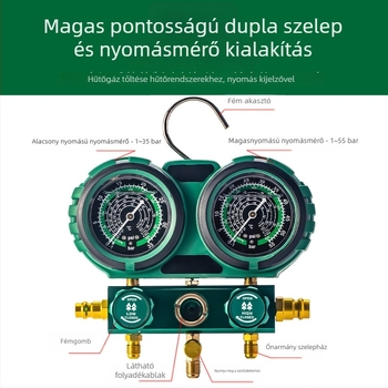 Autóklíma diafragma nyomásmérő készlet R134a hűtőközeghez, kettős nyomásmérő R22/R410