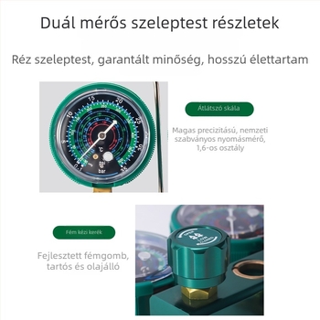Autóklíma diafragma nyomásmérő készlet R134a hűtőközeghez, kettős nyomásmérő R22/R410
