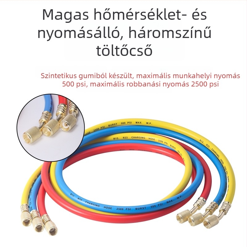 Autóklíma diafragma nyomásmérő készlet R134a hűtőközeghez, kettős nyomásmérő R22/R410