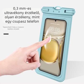 TPU anyagú telefonvízálló tok, átlátszó és zárt, merüléshez, úszáshoz, raftinghoz, érintőképernyő-kompatibilis