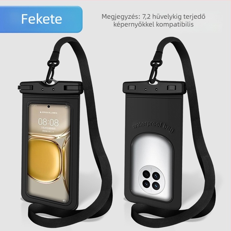 TPU anyagú telefonvízálló tok, átlátszó és zárt, merüléshez, úszáshoz, raftinghoz, érintőképernyő-kompatibilis