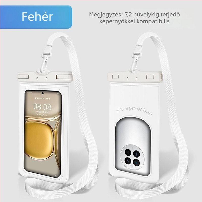 TPU anyagú telefonvízálló tok, átlátszó és zárt, merüléshez, úszáshoz, raftinghoz, érintőképernyő-kompatibilis