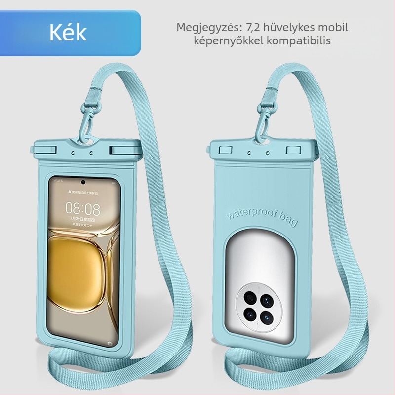 TPU anyagú telefonvízálló tok, átlátszó és zárt, merüléshez, úszáshoz, raftinghoz, érintőképernyő-kompatibilis