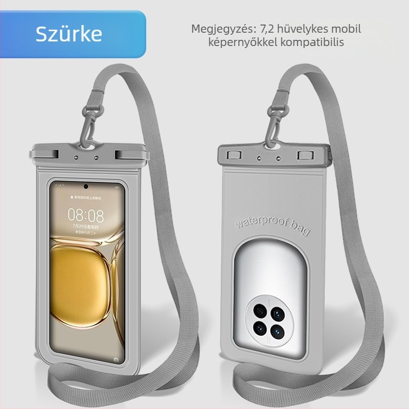 TPU anyagú telefonvízálló tok, átlátszó és zárt, merüléshez, úszáshoz, raftinghoz, érintőképernyő-kompatibilis