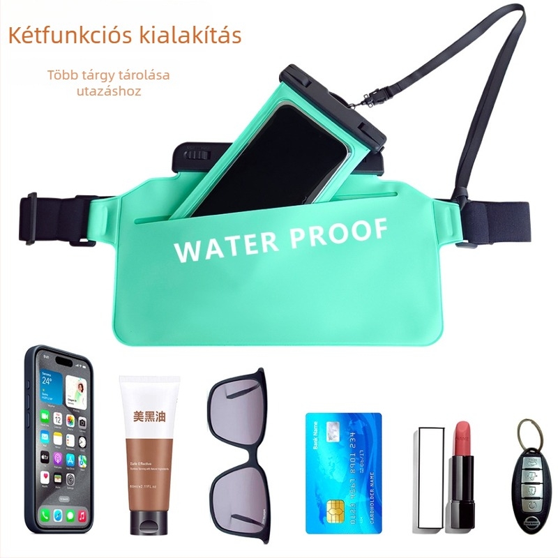 PVC vízálló deréktáska raftinghoz és a strandra, IPX8 záródó telefontok, nagy kapacitás