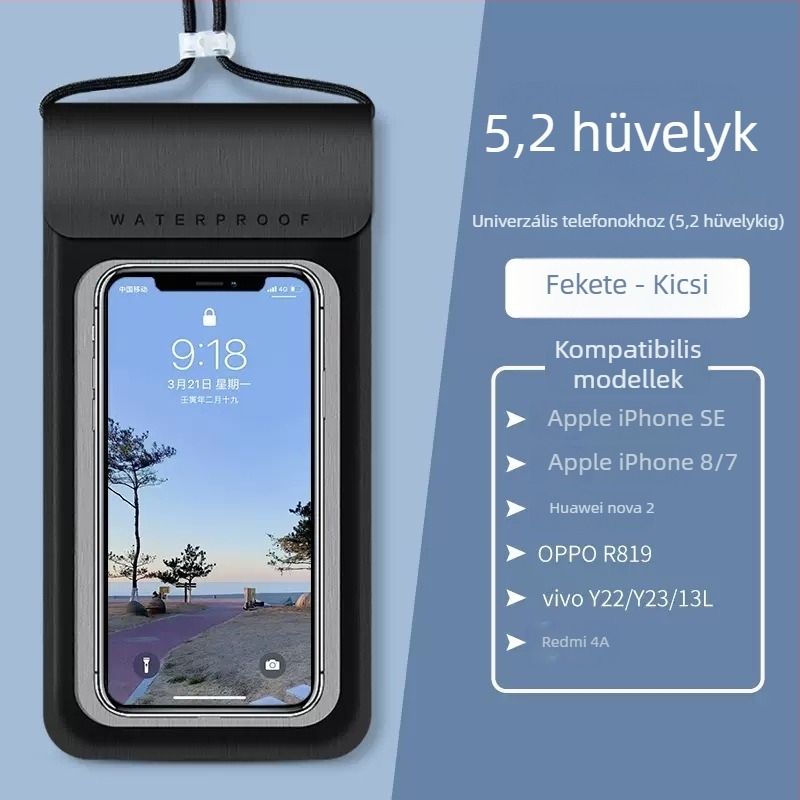 TPU érintőképernyős vízálló telefon-táska úszáshoz és búvárkodáshoz, átlátszó vízálló védőtok
