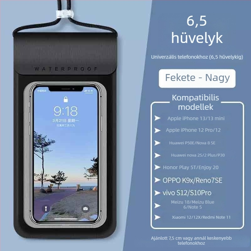 TPU érintőképernyős vízálló telefon-táska úszáshoz és búvárkodáshoz, átlátszó vízálló védőtok