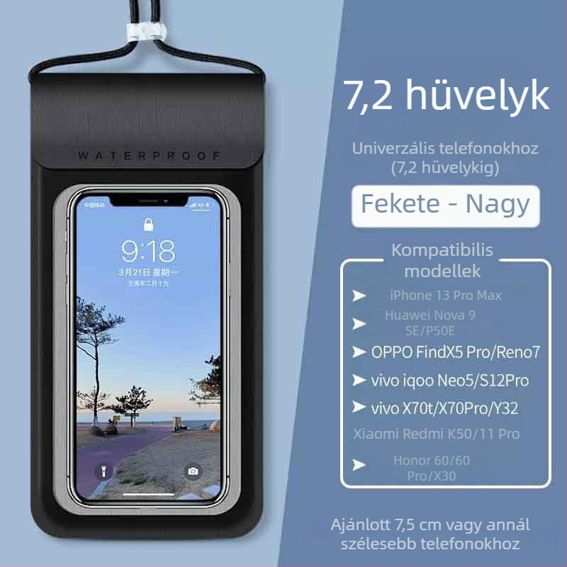 TPU érintőképernyős vízálló telefon-táska úszáshoz és búvárkodáshoz, átlátszó vízálló védőtok