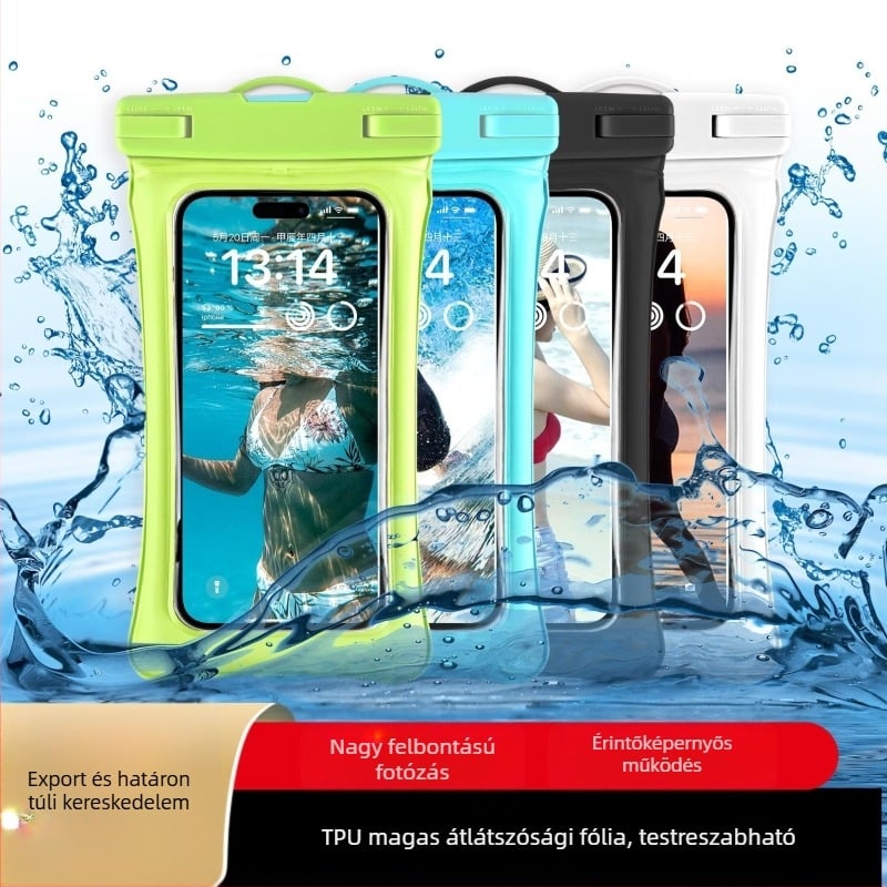 Úszó, dupla légzsákos vízálló telefontok, átlátszó, búvárkodáshoz és szabadtéri használathoz