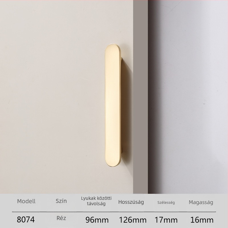 Gardrób ajtó hosszú kilincs, Light Luxury stílus, cinkötvözet anyag, die casting, modell 8074