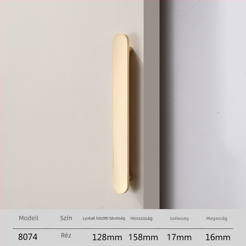 Gardrób ajtó hosszú kilincs, Light Luxury stílus, cinkötvözet anyag, die casting, modell 8074