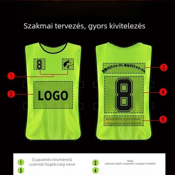 Sepwolf Labdarúgó csapat egyenruhák logóval és számozott mellényekkel, egyszínű mintázat, 5–18 éveseknek, edzésekhez és csoportos tevékenységekhez