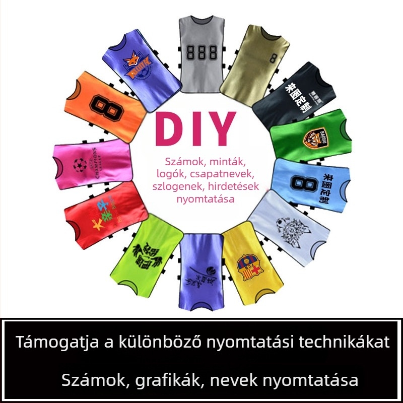 Sepwolf Labdarúgó csapat egyenruhák logóval és számozott mellényekkel, egyszínű mintázat, 5–18 éveseknek, edzésekhez és csoportos tevékenységekhez