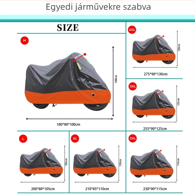 Motorkerékpár-takaró eső és nap elleni védelemmel, vastagabb kivitel