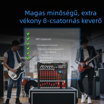 DJ keverőpult 8 csatornás, 6 csatorna reverb-ral, USB és Bluetooth