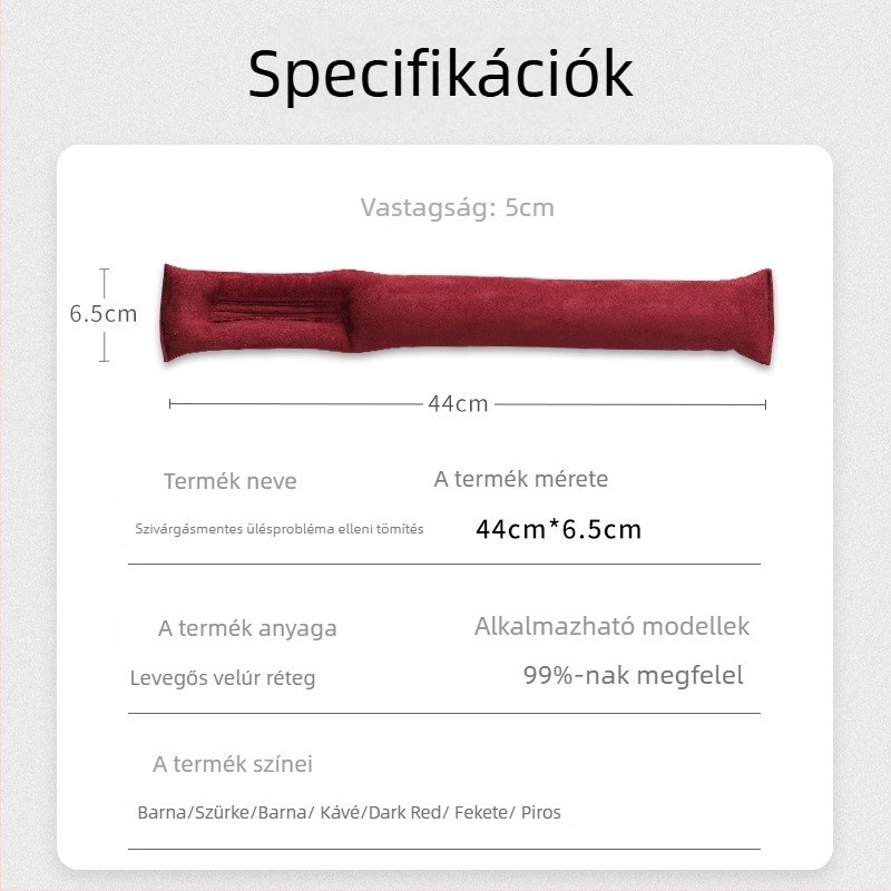 Ülés közötti rés dugó – Small Bull, suede anyag, szivárgásmentes csík autóüléshez