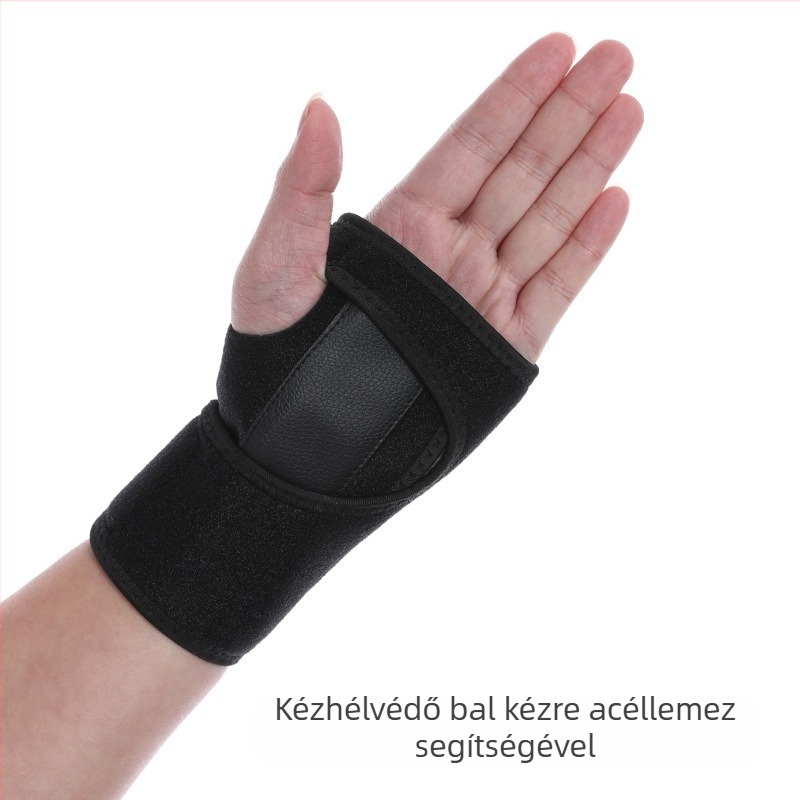 Csuklóvédő acéllemez-támasztással és állítható tenyérvédővel síeléshez és görkorcsolyázáshoz