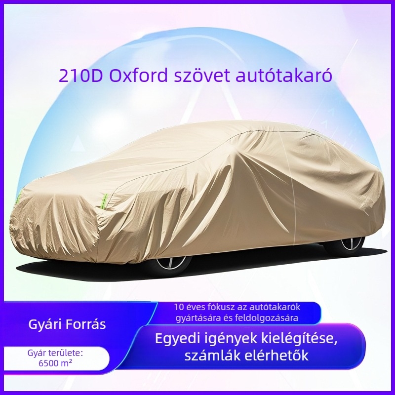Teljes lefedésű autófedél, vastag pamutszigeteléssel, nap- és esővédelmet nyújtva, 210D Oxford anyagból