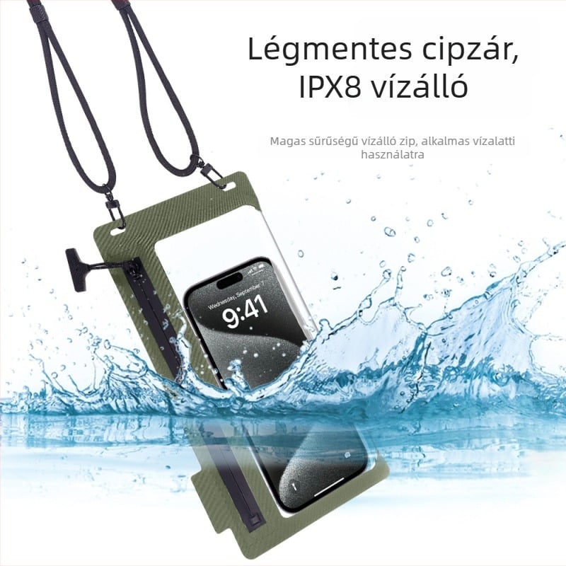 TPU érintőképernyős vízálló telefontasak, deréktáska, IPX8, kültéri úszás és búvárkodás céljára