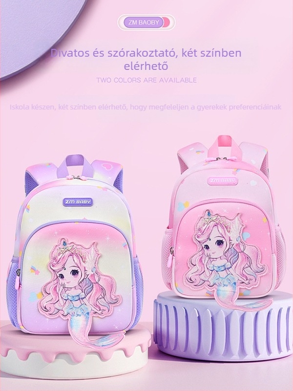 Sesame Baby lányoknak való iskolatáska diving anyagból, anime mintával, vállpántokkal légpárnás, éjszakai fényvisszaverő