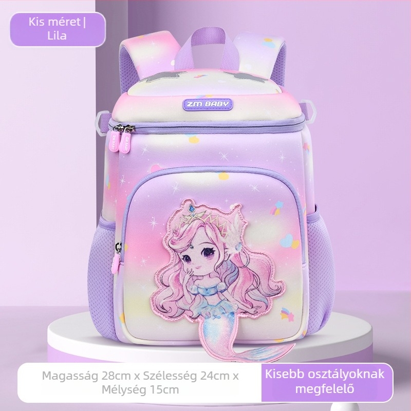 Sesame Baby lányoknak való iskolatáska diving anyagból, anime mintával, vállpántokkal légpárnás, éjszakai fényvisszaverő