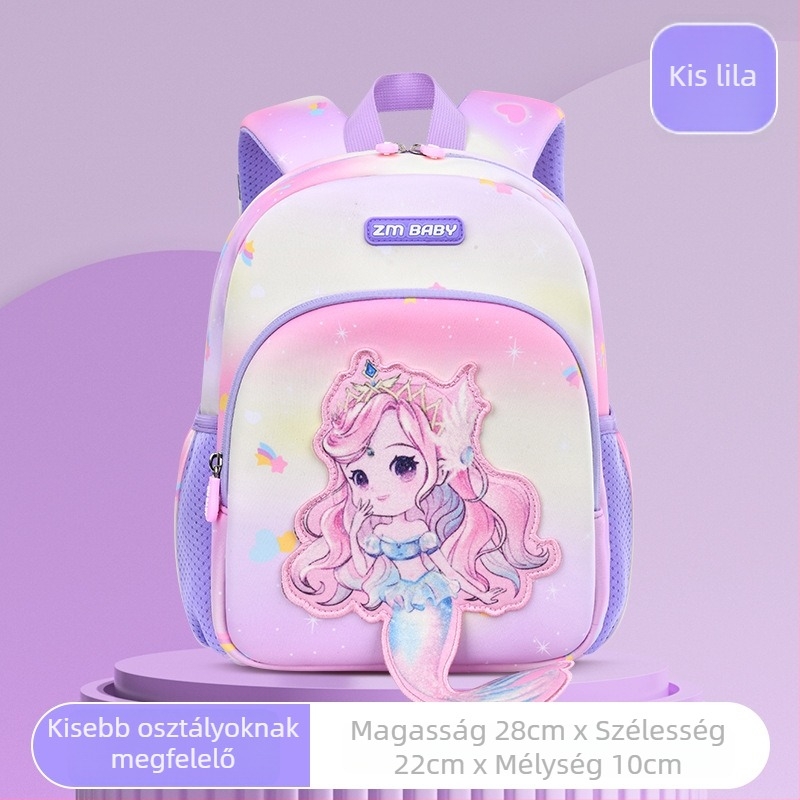 Sesame Baby lányoknak való iskolatáska diving anyagból, anime mintával, vállpántokkal légpárnás, éjszakai fényvisszaverő