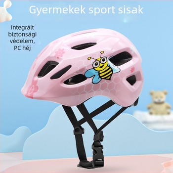 Gyermek kerékpár sisak - ultra könnyű, lélegző, egy darabban öntött kialakítás, állítható fejkerület, Little Bee mintázat