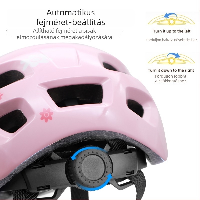 Gyermek kerékpár sisak - ultra könnyű, lélegző, egy darabban öntött kialakítás, állítható fejkerület, Little Bee mintázat