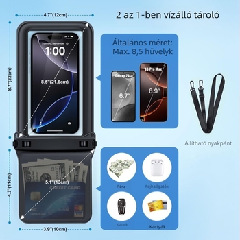 Sanhu Outdoor PVC vízálló telefon-táska dupla zsebbel – ideális búvárkodáshoz, strandoláshoz és horgászathoz