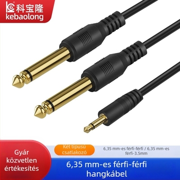 Kebolong 6,35 mm–3,5 mm audió kábel gitárhoz és mikrofonhoz, PVC burkolat, ROHS tanúsítvány, audio- és videó használatra