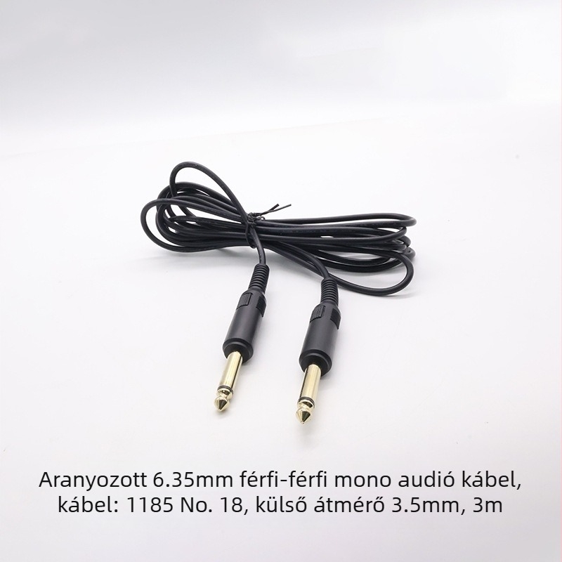 Kebolong 6,35 mm–3,5 mm audió kábel gitárhoz és mikrofonhoz, PVC burkolat, ROHS tanúsítvány, audio- és videó használatra