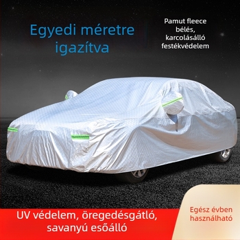 Minden évszakos külső autófedél, teljes lefedettség, bársonyos anyag, napvédelmi és vízálló hőszigetelés, univerzális illeszkedés, testreszabható