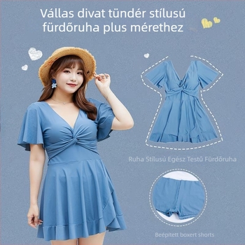 Egyrészes fürdőruha szoknya-stílusú, melltartó párnázott résszel, merevítő nélkül, gyorsan száradó, pocakfedő, konzervatív fazon
