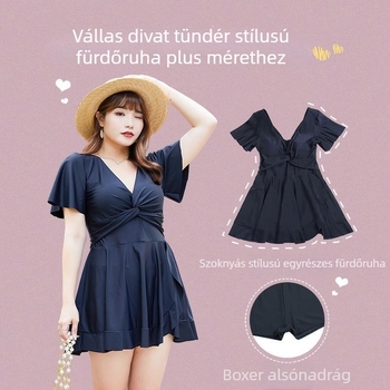 Egyrészes fürdőruha szoknya-stílusú, melltartó párnázott résszel, merevítő nélkül, gyorsan száradó, pocakfedő, konzervatív fazon