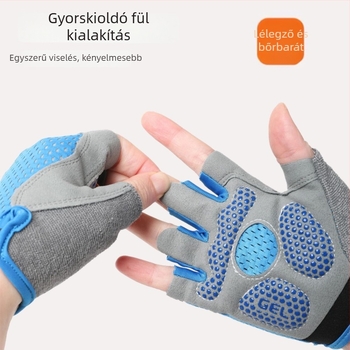 Gyerekek kerékpáros kesztyű, félujjas, uniszex, monokróm mintázat, szövetanyag, csúszásmentes, 5–13 éveseknek