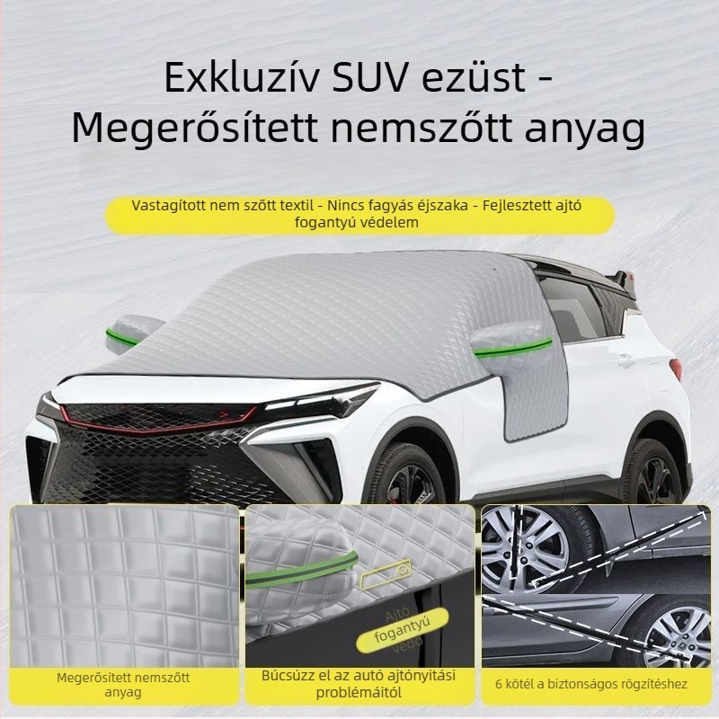 Első szélvédő téli takaró – teleszkópos illeszkedés, univerzális, textil anyagú, vastag kialakítás hó és fagy ellen