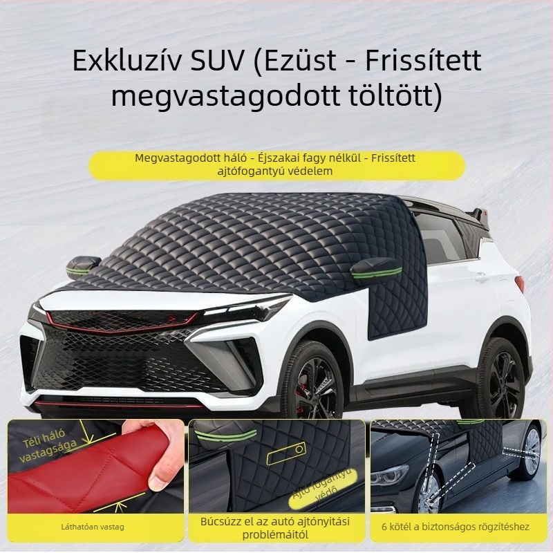 Első szélvédő téli takaró – teleszkópos illeszkedés, univerzális, textil anyagú, vastag kialakítás hó és fagy ellen