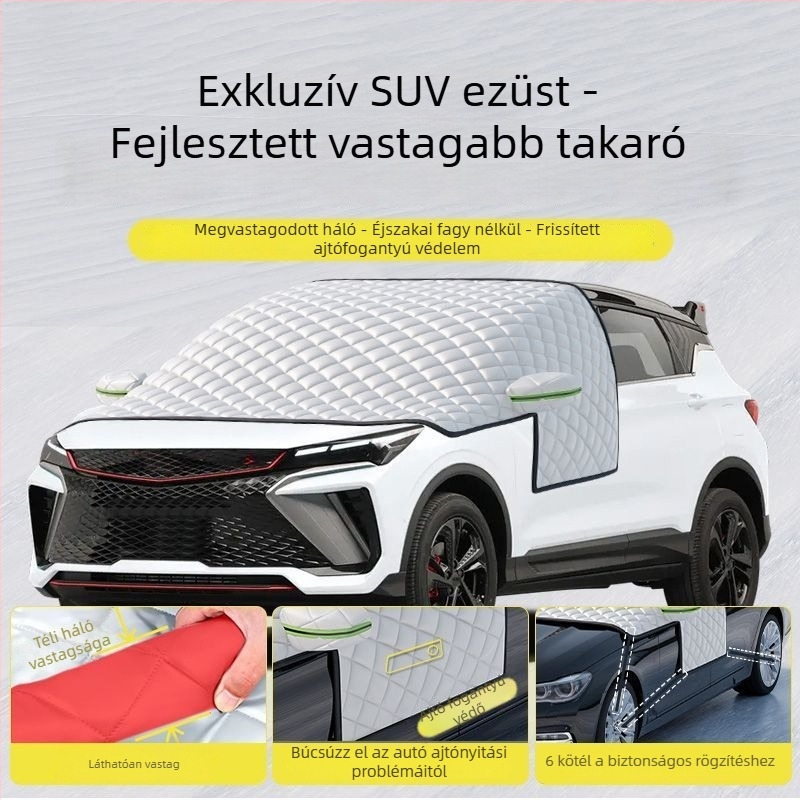Első szélvédő téli takaró – teleszkópos illeszkedés, univerzális, textil anyagú, vastag kialakítás hó és fagy ellen