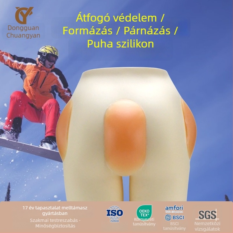 Szilikon csípővédő párna, elliptikus alakú, mindennapi használatra, korcsolázáshoz, síeléshez és bokszhoz; esés elleni védelem