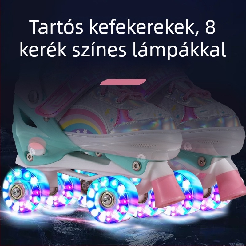 Görkorcsolya felnőtteknek és gyerekeknek – teljes készlet, dupla sor kerekekkel, kezdőknek, uniszex, PU+mesh felsőrész, TPR talp