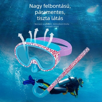 Merülőmaszk készlet antifog lencsékkel, teljesen száraz snorkellel, nagy keretes maszk integrált orrvédővel