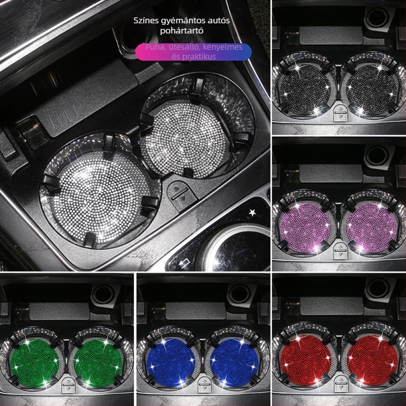 Yannina szilikon autó pohár alátét kristályokkal, csúszásmentes, tárolórekesz, Yue modell, Guangzhou eredetű