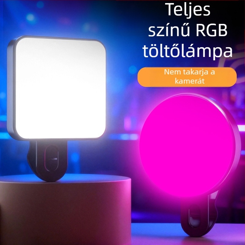 Kompakt telefonhoz tartozó kiegészítő fény – Szelfihez, videóhoz és kültéri használatra – 4,8W, 2700–3500K meleg fény, 3 színhőmérséklet, kézben tartható, modell Bgd-dy