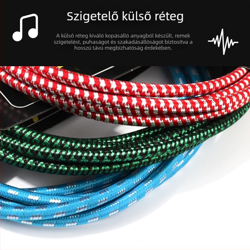 FD szőtt hangszerkábel — modell 1222 elektromos gitárhoz és basszusgitárhoz