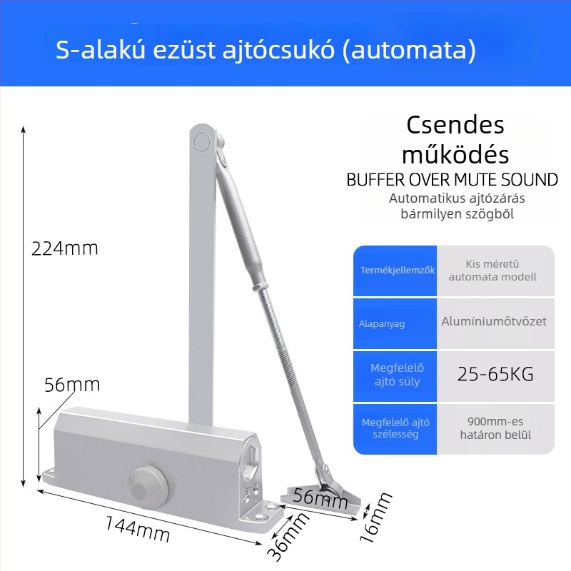 Automatikus ajtócsukó háztartási használatra, hidraulikus, alumíniumötvözet, modern minimalista stílus