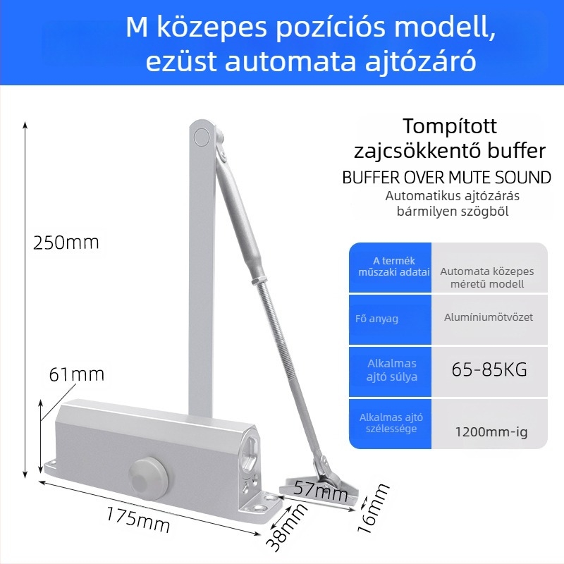 Automatikus ajtócsukó háztartási használatra, hidraulikus, alumíniumötvözet, modern minimalista stílus
