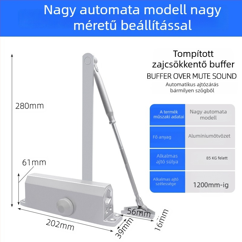 Automatikus ajtócsukó háztartási használatra, hidraulikus, alumíniumötvözet, modern minimalista stílus