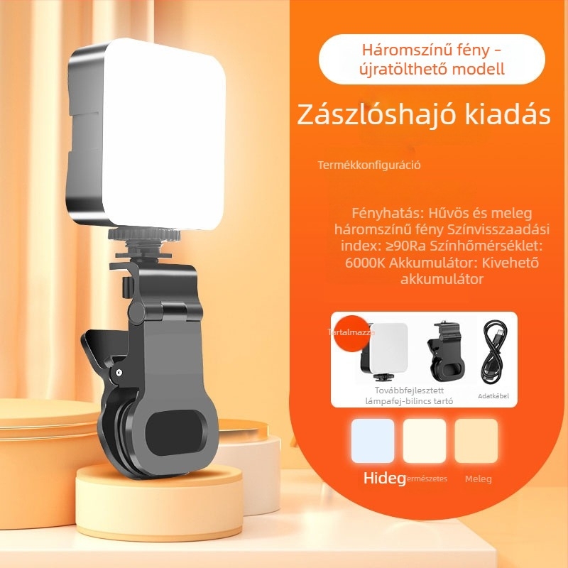 Telefonhoz készült kitöltő fény fotózáshoz, mini méret, hosszú üzemidő, sminkfény